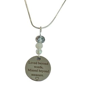 Memorial 925 sterling silver chain charm necklace Loved beyond words